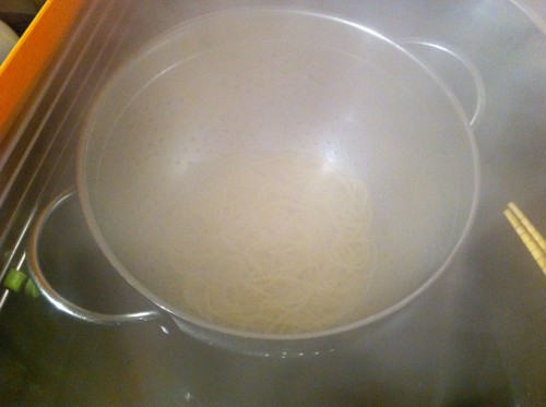 パスタの水切り